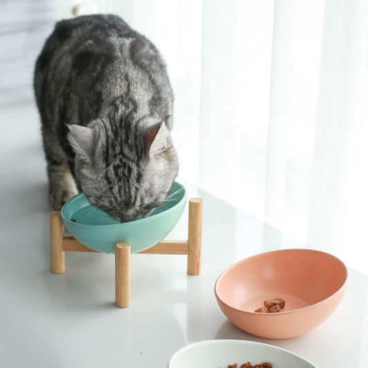 cat bowl with wooden stand | cat bowl stand | pet bowl stand 
