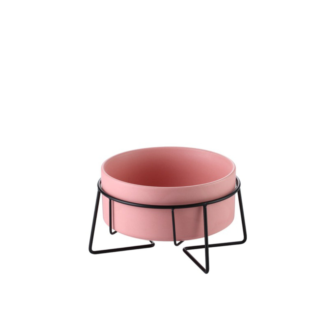 pink pet bowl stand | ceramic pet bowl with stand | best raised cat bowls