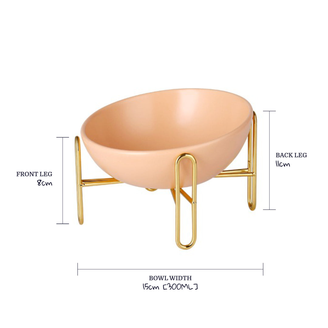 measurements for an elevated tilted cat bowl | elevated pet bowls | tilted pet bowls