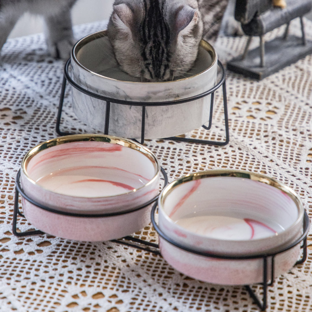 marble pet bowl comes in 2 colours | cat bowl stand | pet bowl stand | ceramic bowls for cat