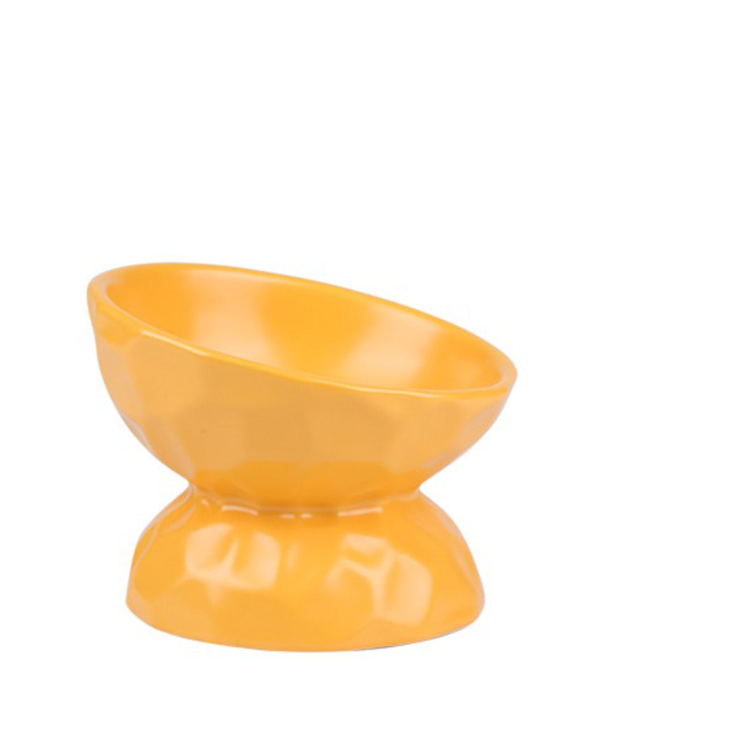 yellow ceramic bowl for cats | best raised cat bowl | ceramic pet bowl 