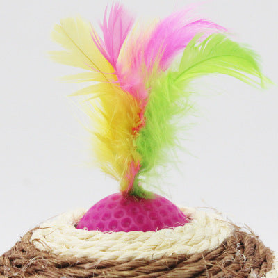 sisal rope cat toys with feather teaser