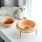 ceramic cat bowl, ceramic pet bowl, elevated pet bowl, pet bowl with stand, cat bowl, tilted pet bowl